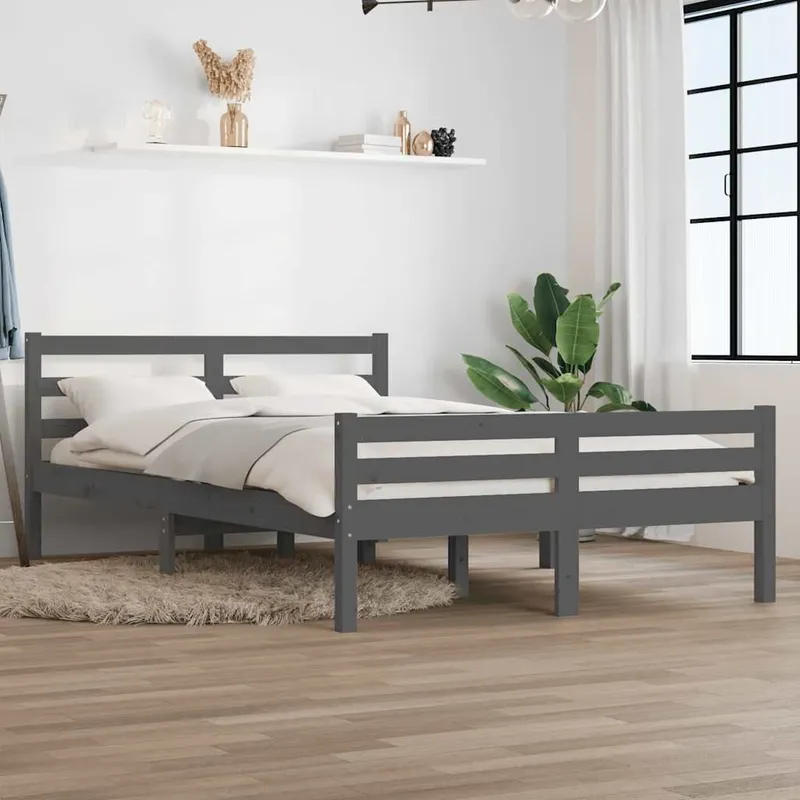Massivholzbett grigio 140x200 cm