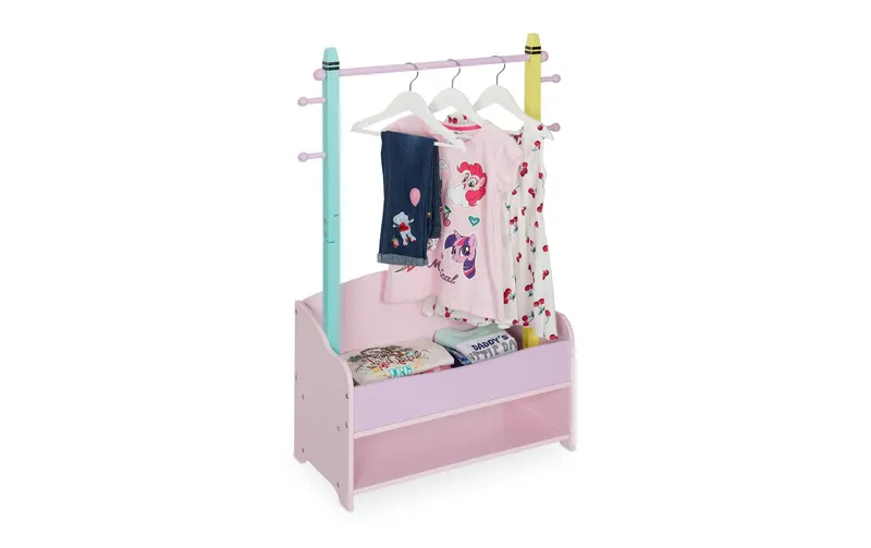relaxdays Kleiderständer für Kinder 71 x 100.5 cm, Gelb/Rosa/Türkis