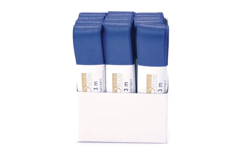GOLDINA Satinband 25 mm x 3 m, blu, 1 pezzi
