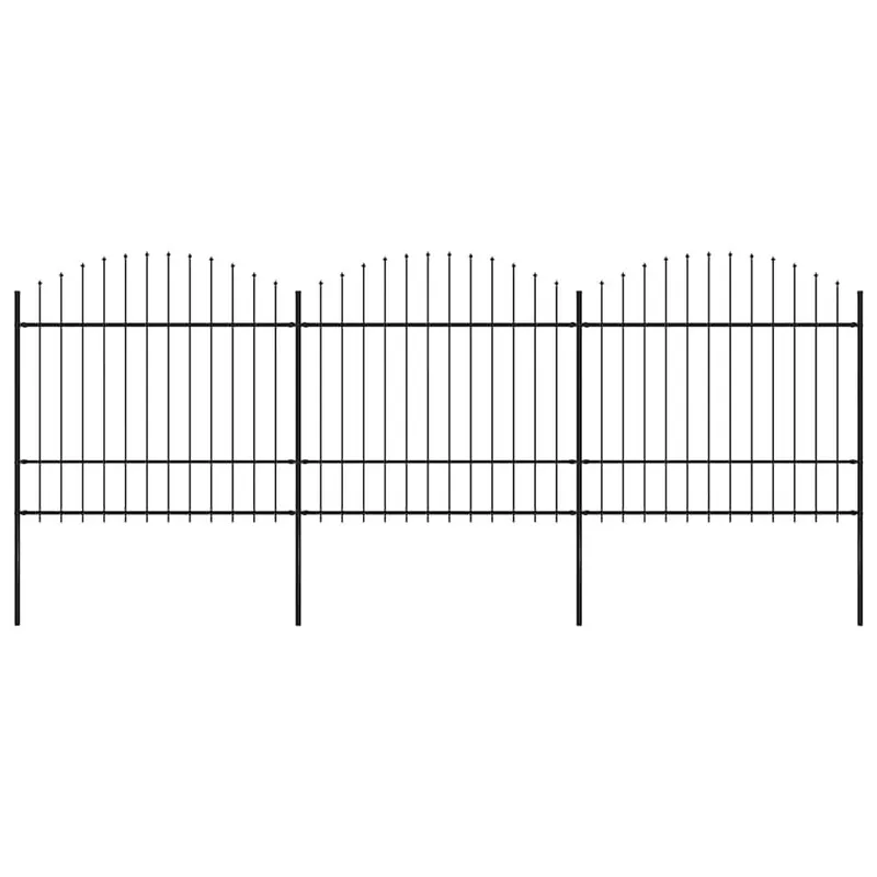 Gartenzaun mit Speerspitze Stahl 504 x 175 cm Schwarz