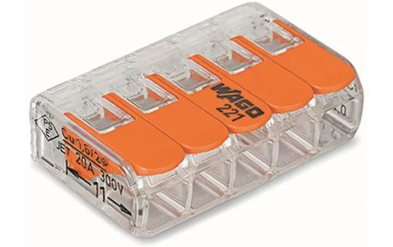 WAGO Verbindungsklemme COMPACT 5-fach, 25 pièces
