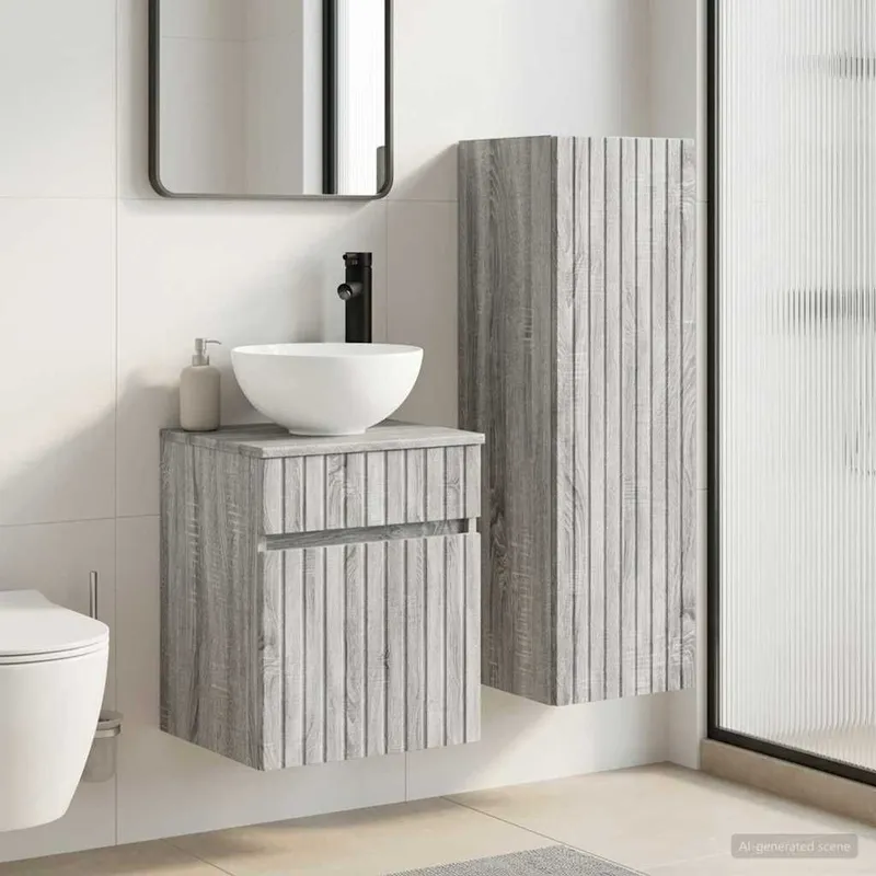 Badezimmermöbel-Set 2 stk. Grau Sonoma 33 x 34,5 x 100 cm