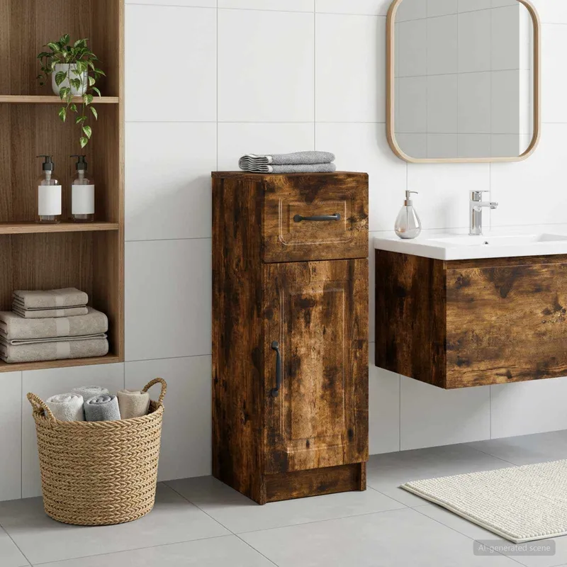 Meuble de Rangement de Salle de Bain UTRECHT Chêne fumé