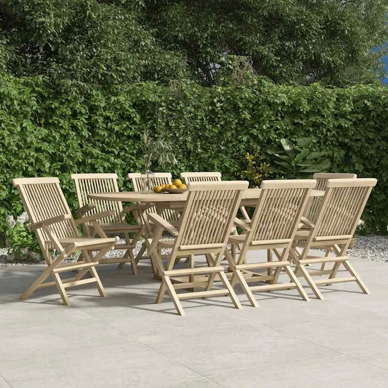 Klappstühle, 8 pezzi, grigio, 56 x 61 x 89 cm, Massivholz Teak