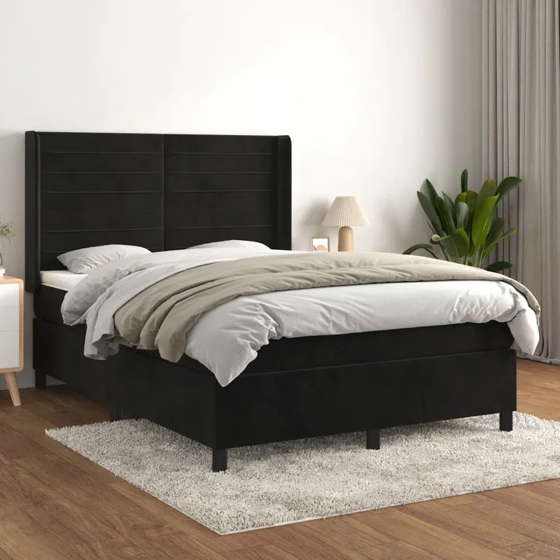 letto boxspring mit Matratze nero 140x200 cm Samt