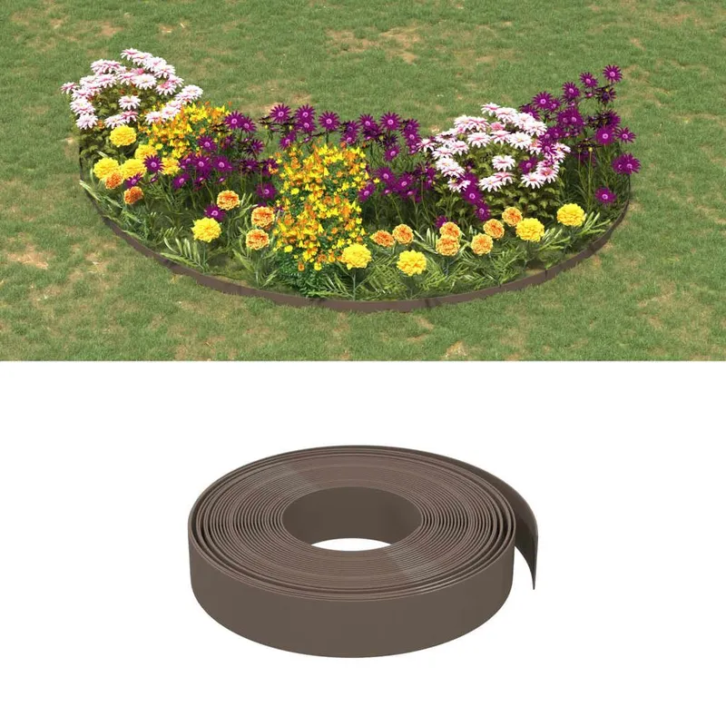 Rasenkanten 3 Stk. Braun 10 m 10 cm Polyethylen