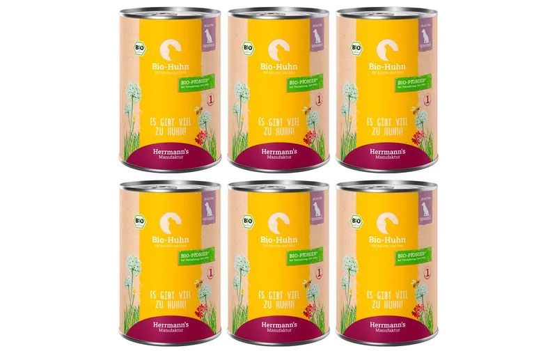 Herrmann's Nassfutter Bio Huhn mit Karotte und Reis 6 x 400 g