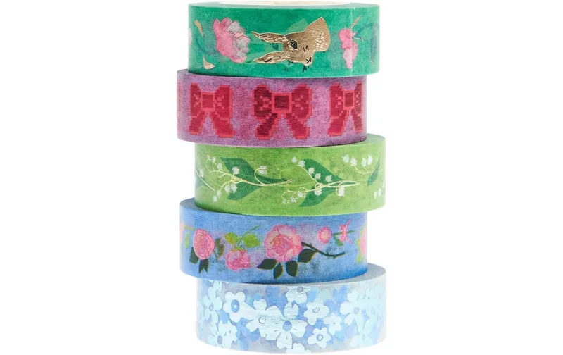 Rico Design Washi Tape La Vie En Rose 5 pieces, blue/green, 10 m