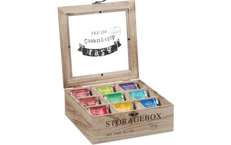 relaxdays Teebeutel-Box brown