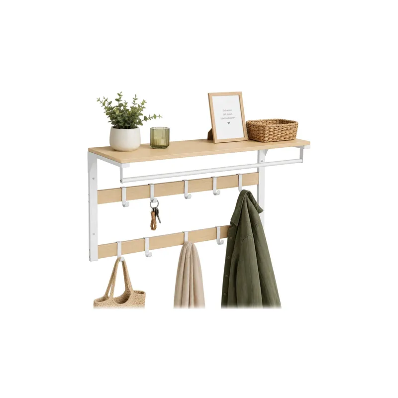 relaxdays Meubel murale pour vestiaire 80 cm x 42 cm, Blanc/Marron