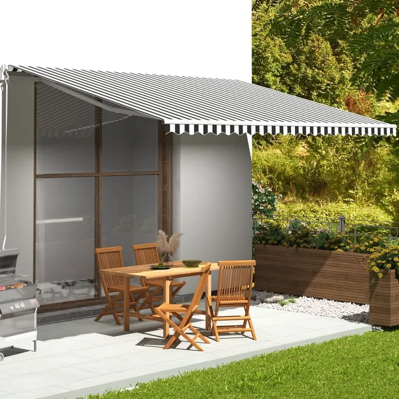 Tissu de remplacement pour auvent anthracite et blanc 480x345 cm polyester
