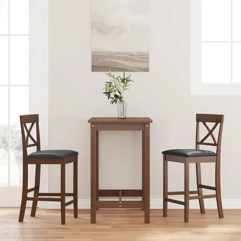 Barhocker mit Kissen 2 Stk. marrone Massivholz Gummibaum