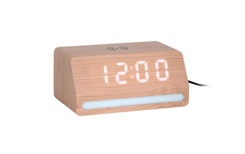 KARLSSON Wecker Retro Light LED Helles Holz