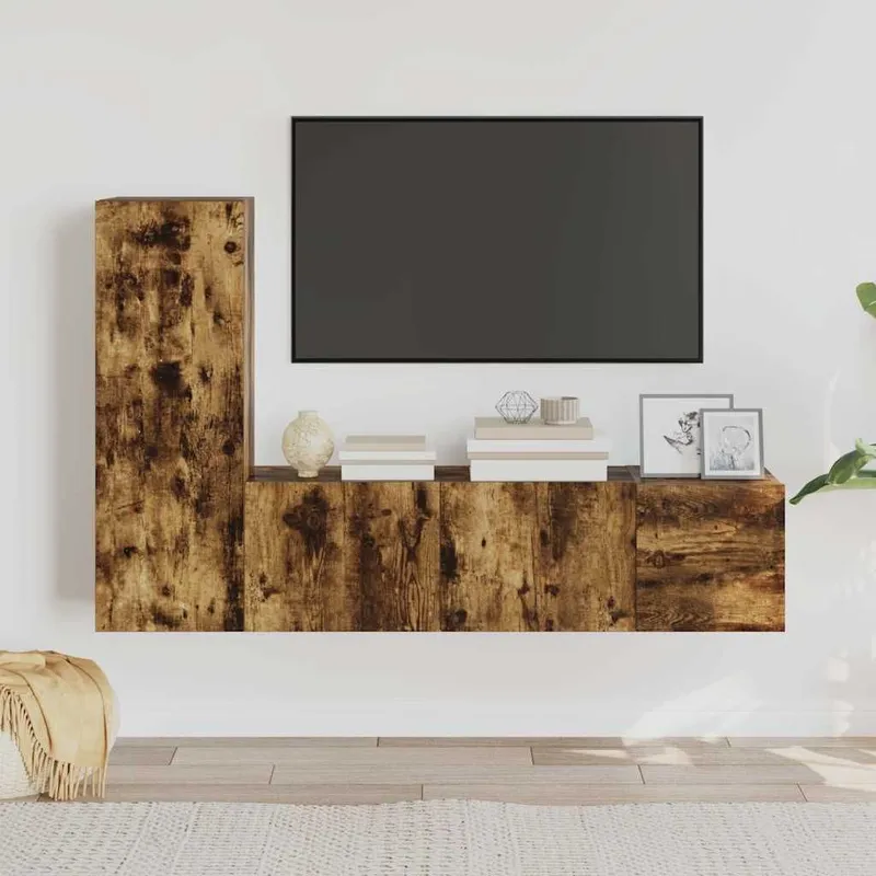 3-tlg. TV-Schrank-Set Räuchereiche derivato del legno