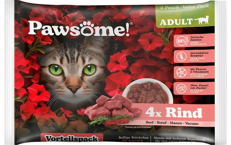 Pawsome Cat Superfood Adult Rind 4 x 85 g