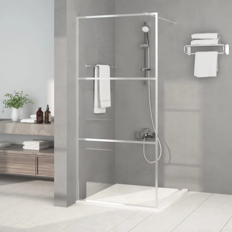 Duschwand für Begehbare Dusche Silbern 90x195cm ESG-Klarglas