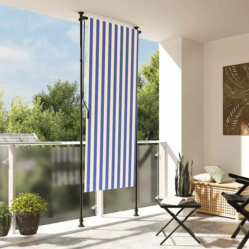Außenrollo blu e bianco 100x270 cm tessuto e acciaio