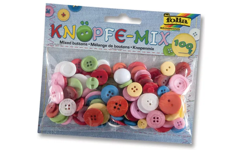 Folia Knöpfe-Mix Ton in Ton, multicolour