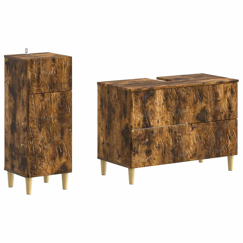 2-teiliges Badezimmer Schrank Set DELFT Raucheiche