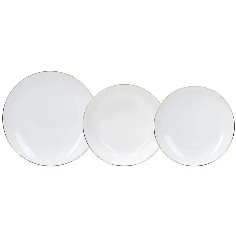 Tognana Service d'Assiettes Filo Oro 18 Pièces, Blanc/Or