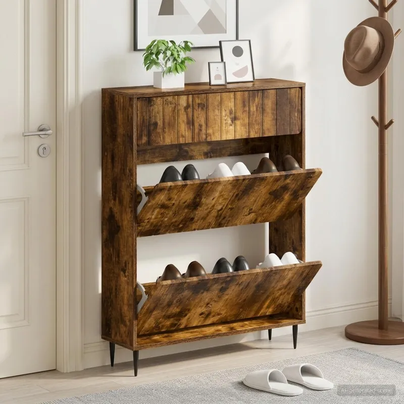 Schuhschrank ZWOLLE 78 x 24 x 103 cm Holzwerkstoff Raucheiche