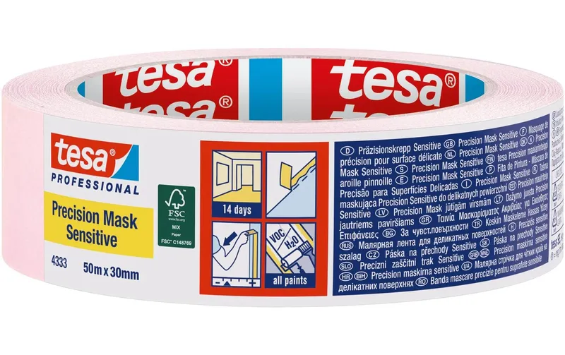 tesa Malerband Precision Mask Sensitive 50m x 30 mm, Pink