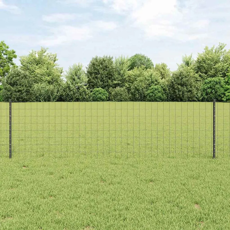 Clôture Euro avec poteau 50 x 0,6 m Acier recouvert de PVC Gris