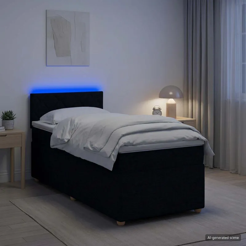 Boxspringbett mit Matratze Schwarz 80 x 200 cm Stoff