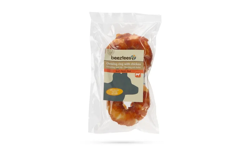 Beeztees Kausnack Rinderhaut Ring with Huhn, 2 x 7.5 cm
