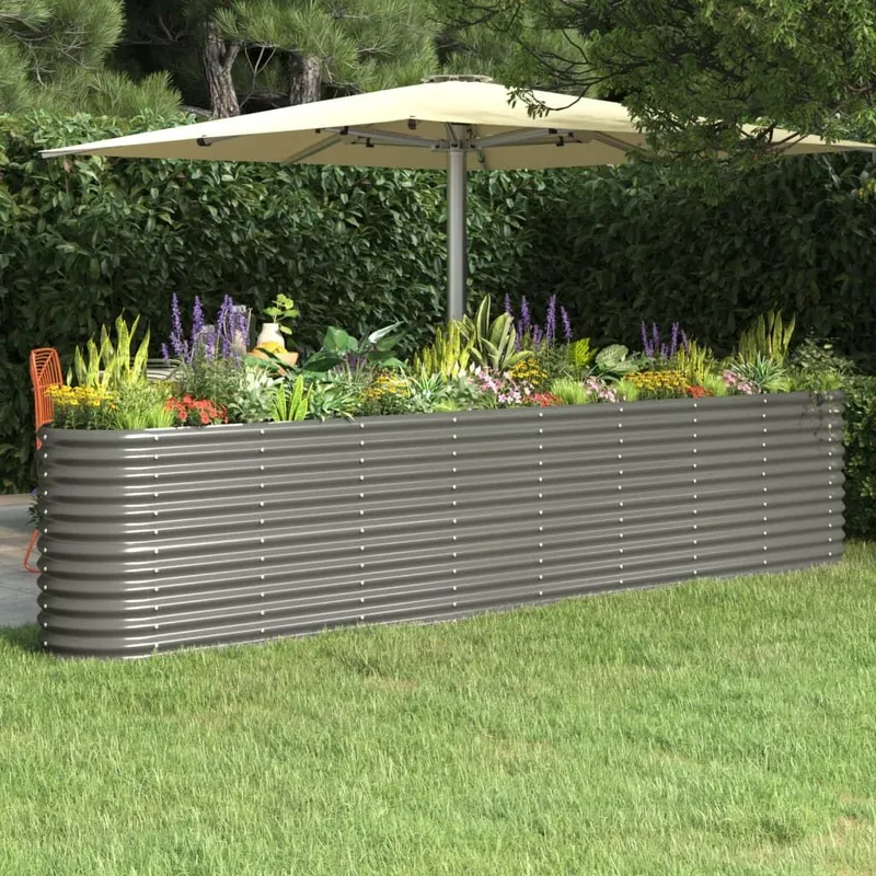 Hochbeet Verzinkter Stahl 332x40x68 cm grigio