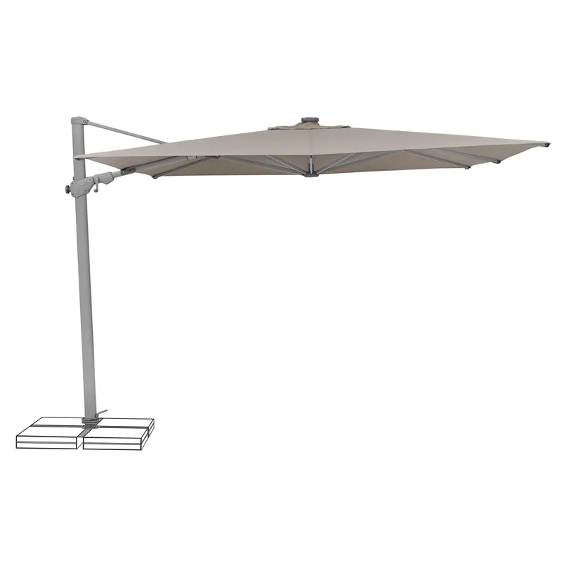 Suncomfort by Glatz Sonnenschirm Varioflex Solar LED, 300 x 300 cm, Hellgrau