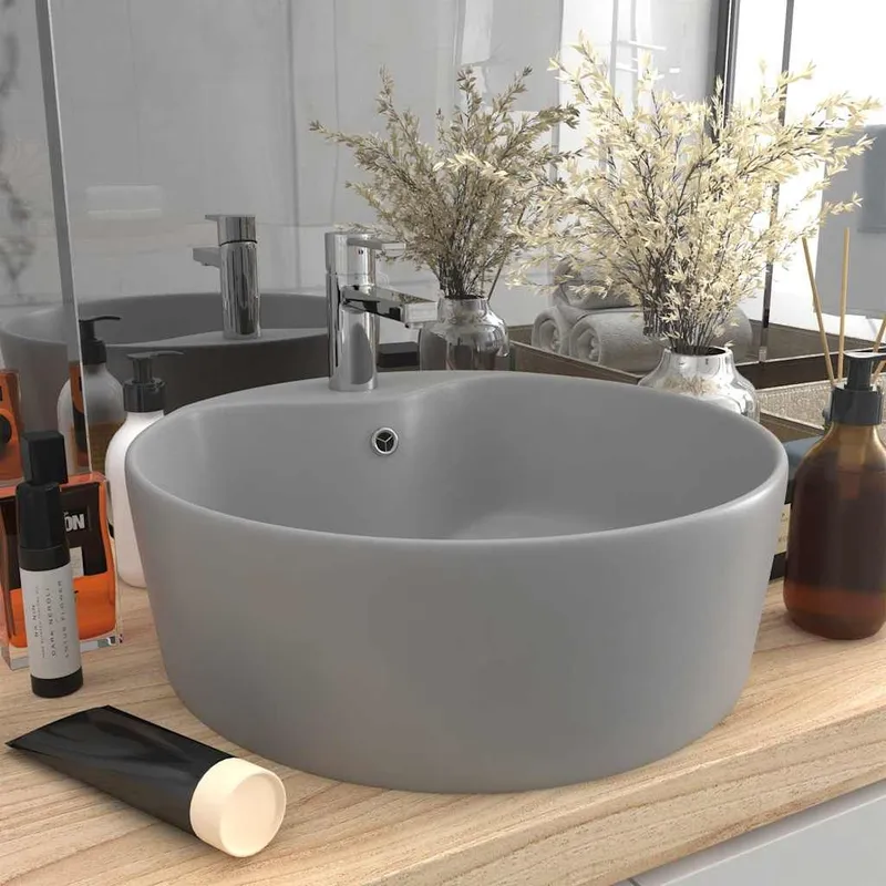 Luxus-lavabo con Überlauf Matt grigio chiaro 36x13 cm Keramik