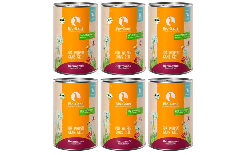 Herrmann's Nassfutter Bio Gans con Kürbis e Kartoffel 6 x 400 g