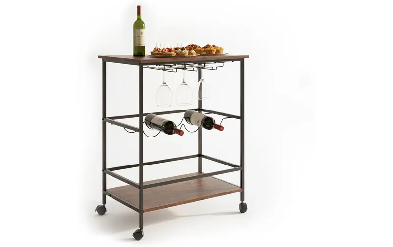 relaxdays Servierwagen 82 x 60 x 45 cm Dunkelbraun/nero