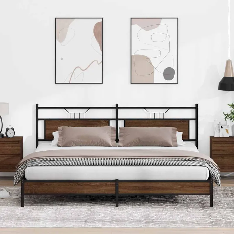 letto in metalloo senza materasso marrone roveren-Optik 193x201 cm