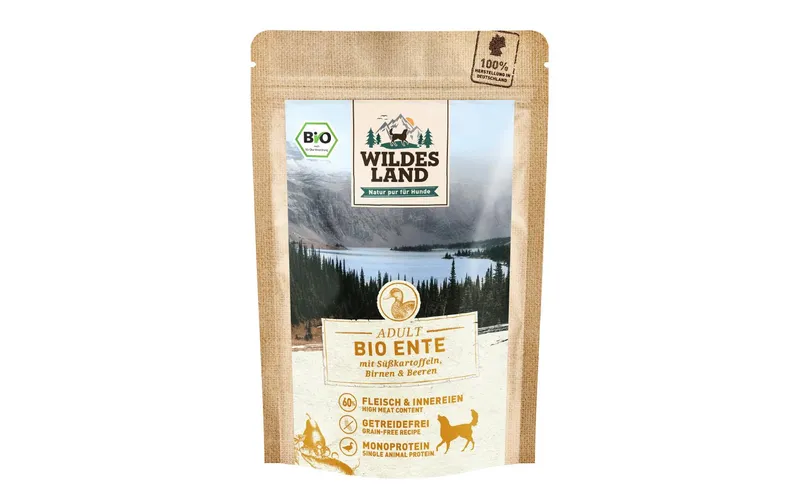 Wildes Land Nassfutter Ente mit Süsskartoffeln, Birnen & Beeren 125 g