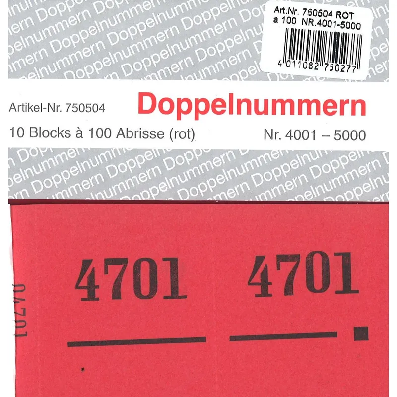 Numméro de vestiaire rouge 120x60mm 4001-5000 rot