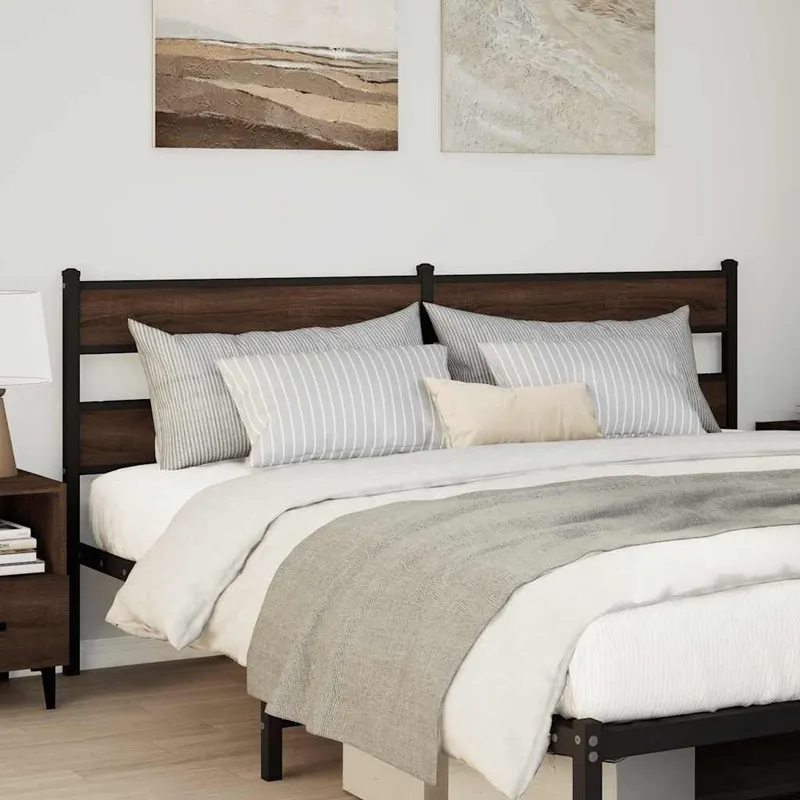 Ersatz-Kopfteil Braun Eichen-Optik 180 cm Stahl und Holzwerkstoff