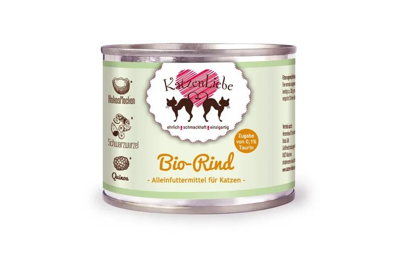 KatzenLiebe Nassfutter Bio-Rind mit Bio-nerowurzel, 200 g