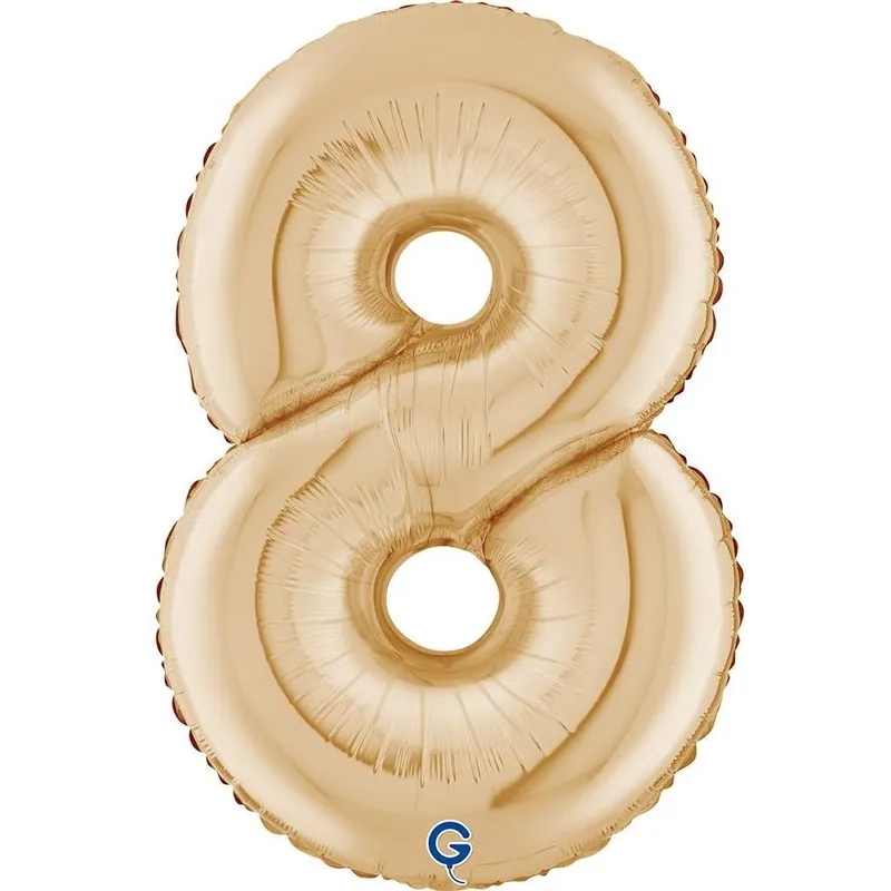 Folienballon Zahl 8, weissgold