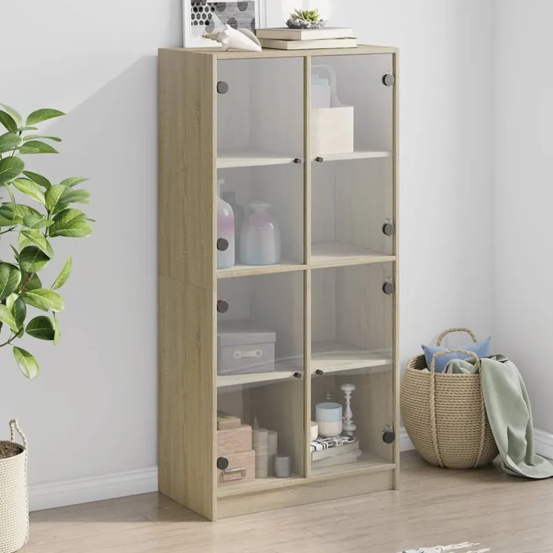 Highboard mit Türen Sonoma-Eiche 68x37x142 cm derivato del legno