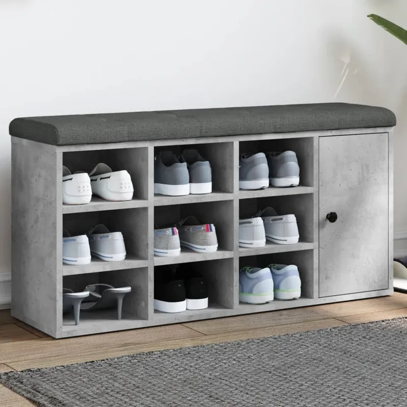 Schuhbank Betongrau 102x32x50 cm derivato del legno