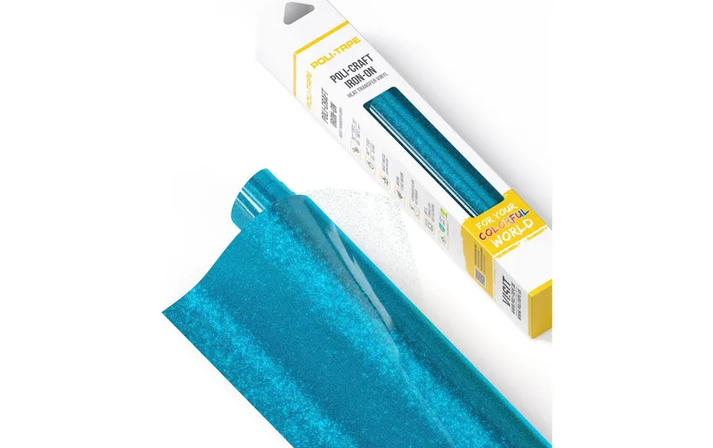 Poli-Tape Aufbügelfolie Pearl Glitter, 30.5 x 61 cm, blu