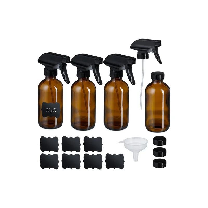 relaxdays Sprühflaschen 250 ml, brun, 4 pièces