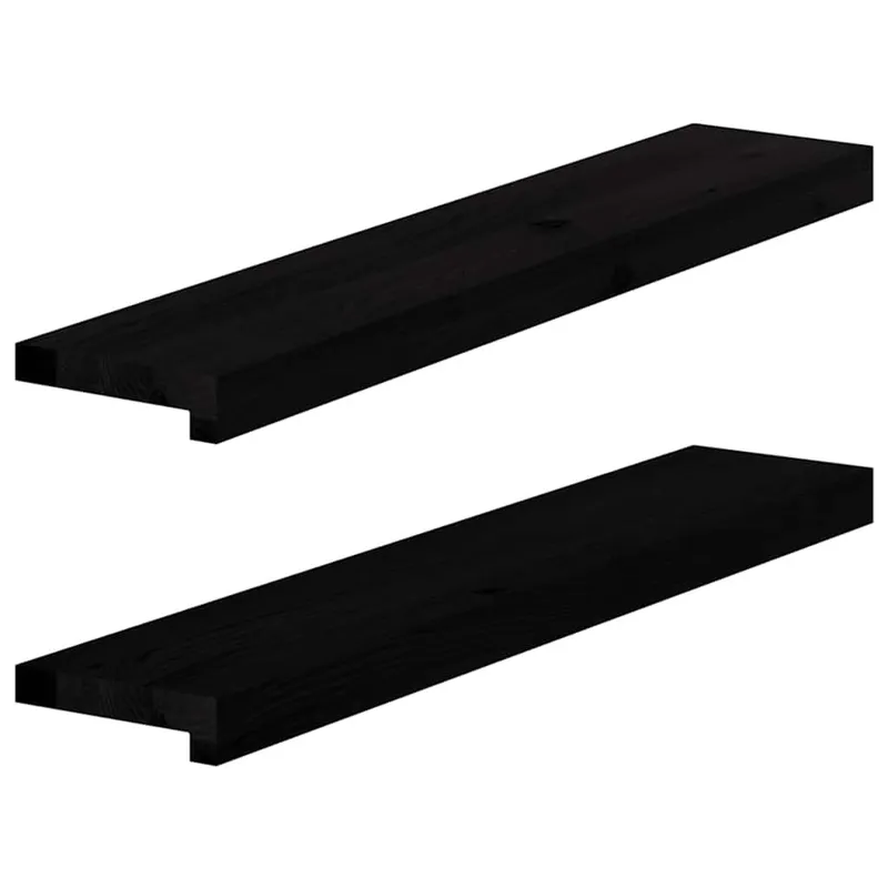 Fensterbänke 2 Stk. Braun-Schwarz 80x15x2 cm Massivholz Eiche
