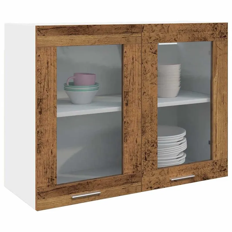 Hängeglasschrank Lyon Altholz-Optik 80x31x60 cm Holzwerkstoff