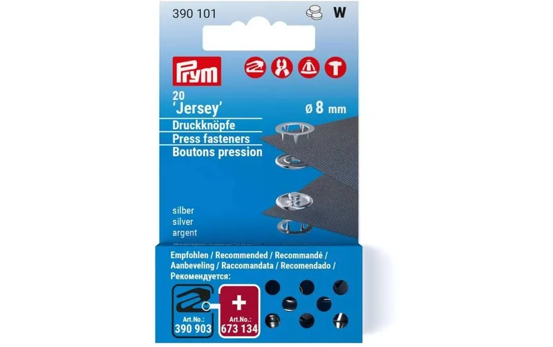 Prym Knopf Jersey 20 pezzi, Silber