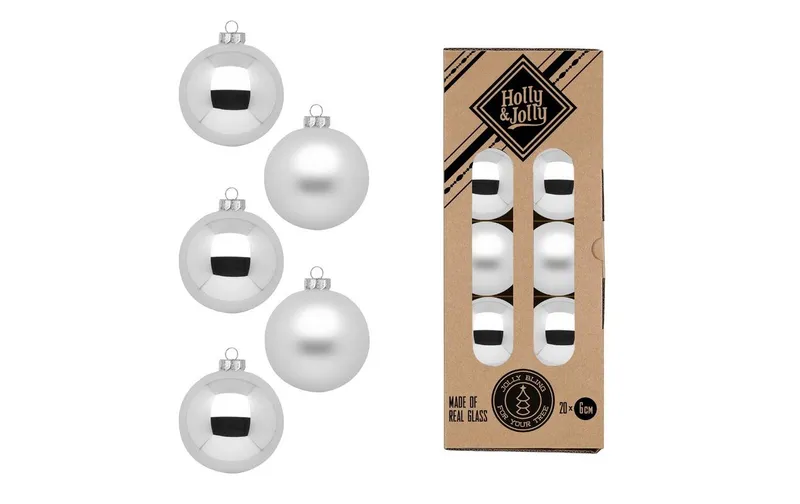 Holly & Jolly Weihnachtskugel Frosty Silver Ø 6 cm 20 pieces