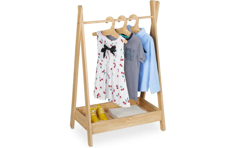 relaxdays Kleiderständer für Kinder 64.5 x 99 cm, Braun