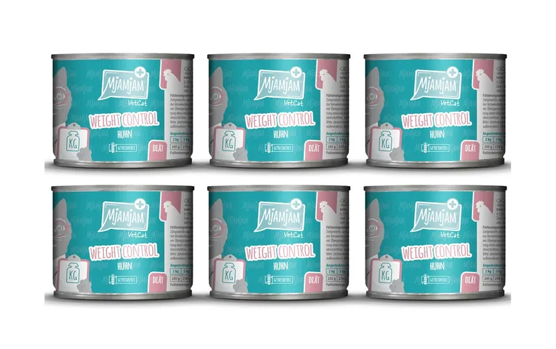 Mjamjam VetCat Nassfutter Weight Control Huhn, 6 x 200g
